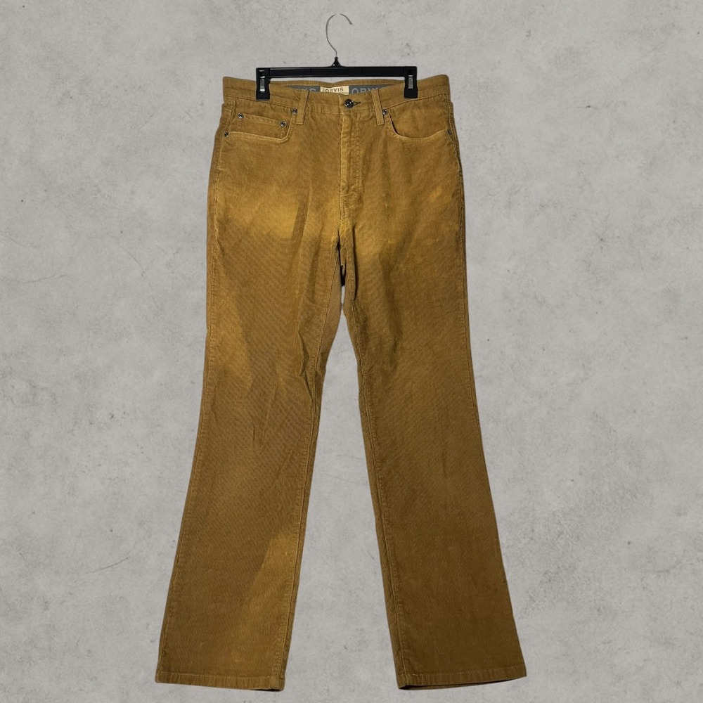 Orvis Mens Five Pocket Corduroy Pants Mustard Tan Straight Leg W34 L32